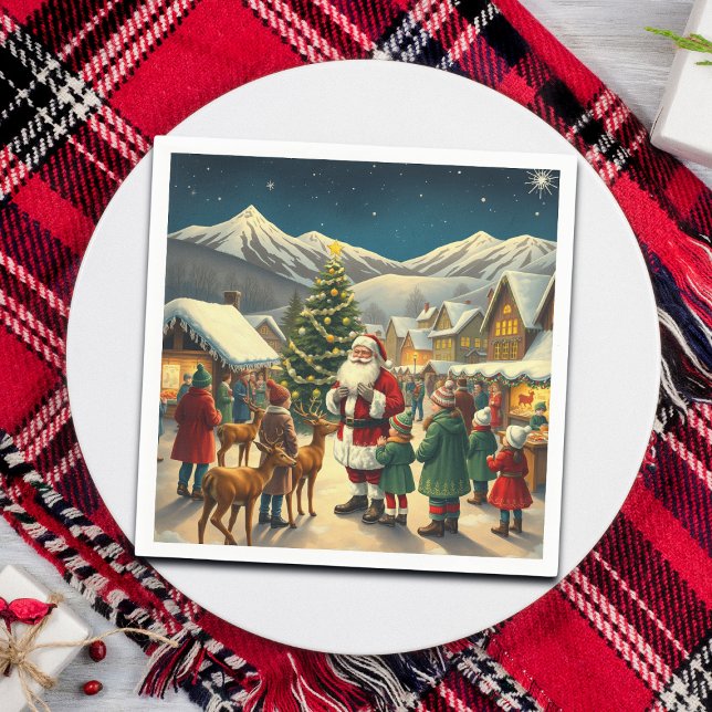 Vintage Christmas Illustration Napkin (Creator Uploaded)
