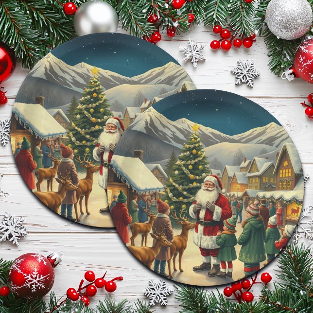 Vintage Christmas Illustration Paper Plate (Creator Uploaded)