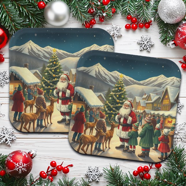 Vintage Christmas Illustration Paper Plate (Creator Uploaded)