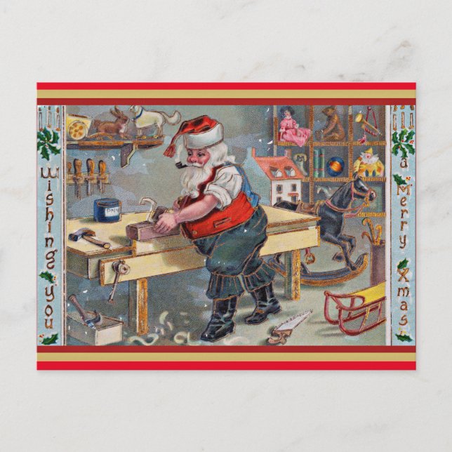 Vintage Christmas Illustration Postcard (Front)