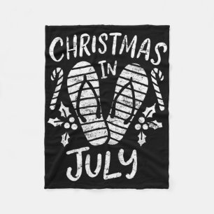 Vintage Christmas In July Beach Vacation Flip Flop Fleece Blanket