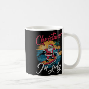 Vintage Christmas In July Santa Hawaiian Surfing S Coffee Mug
