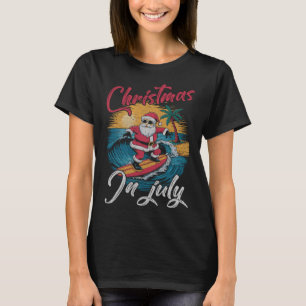 Vintage Christmas In July Santa Hawaiian Surfing S T-Shirt