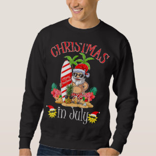 Vintage Christmas In July  Santa Summer Beach Vaca Sweatshirt