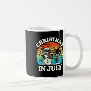 Vintage Christmas In July Snowman Summer Beach Vac Coffee Mug