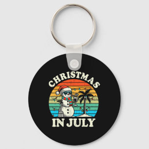 Vintage Christmas In July Snowman Summer Beach Vac Key Ring