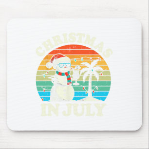 Vintage Christmas In July Snowman Summer Beach Vac Mouse Pad