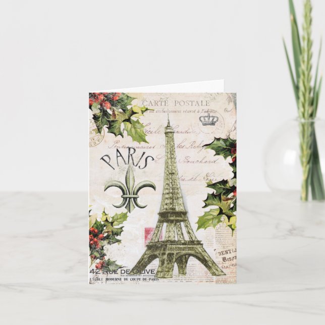 Vintage Christmas in Paris notecard (Front)