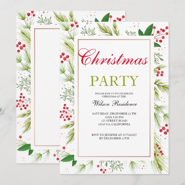 Vintage Christmas Invitation  (Front/Back)