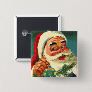 Vintage Christmas, Jolly Retro 50's Santa Claus 15 Cm Square Badge