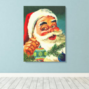 Vintage Christmas, Jolly Retro 50's Santa Claus Canvas Print