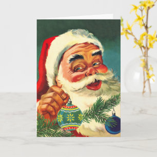 Vintage Christmas, Jolly Retro 50's Santa Claus Card