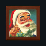 Vintage Christmas, Jolly Retro 50's Santa Claus Gift Box<br><div class="desc">Vintage illustration Christmas holiday image featuring a closeup of a jolly 50's retro Santa Claus smiling and holding glass ball Christmas ornaments with a traditional retro design.</div>