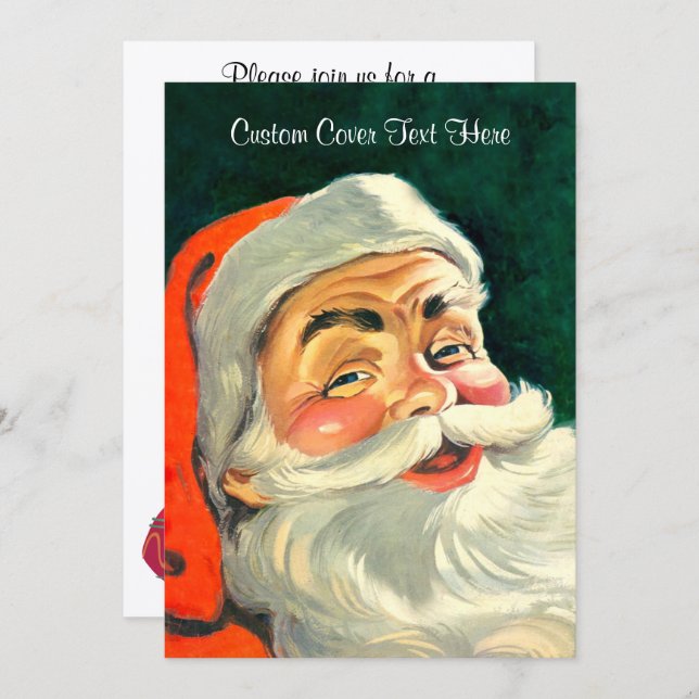 Vintage Christmas, Jolly Retro 50's Santa Claus Invitation (Front/Back)