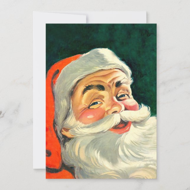 Vintage Christmas, Jolly Retro 50's Santa Claus Invitation (Front)