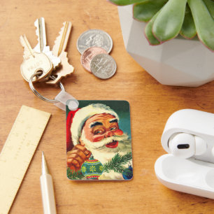 Vintage Christmas, Jolly Retro 50's Santa Claus Key Ring