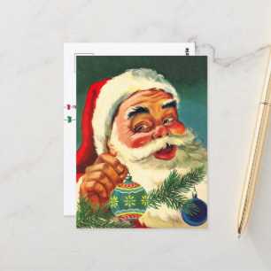 Vintage Christmas, Jolly Retro 50's Santa Claus Postcard