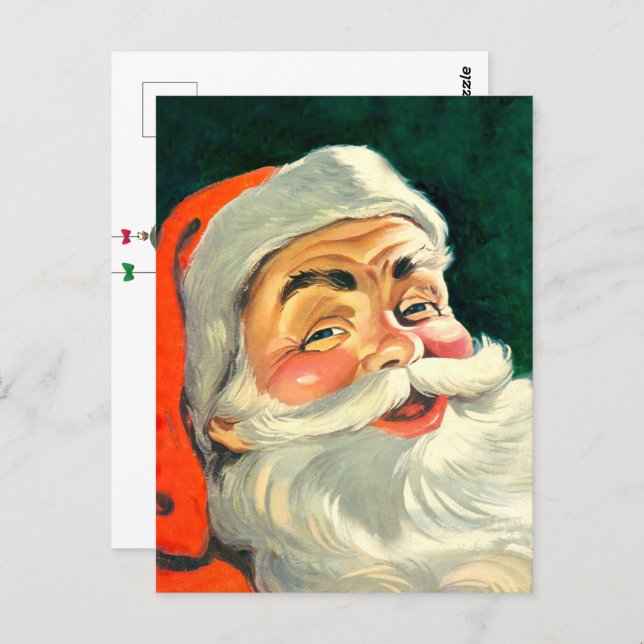 Vintage Christmas, Jolly Retro 50's Santa Claus Postcard (Front/Back)