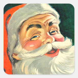 Vintage Christmas, Jolly Retro 50's Santa Claus Square Sticker