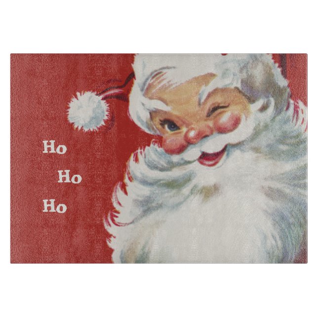 Vintage Christmas, Jolly Santa Claus Winking Cutting Board (Front)