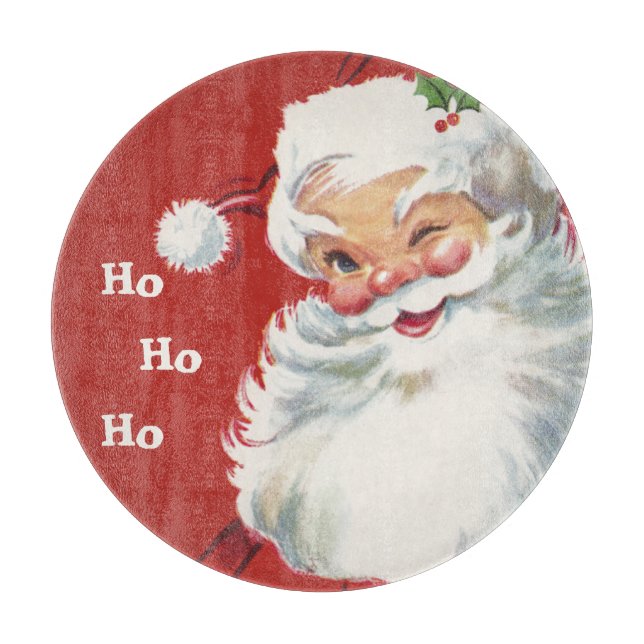 Vintage Christmas, Jolly Santa Claus Winking Cutting Board (Front)