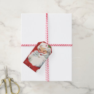 Vintage Christmas, Jolly Santa Claus Winking Gift Tags
