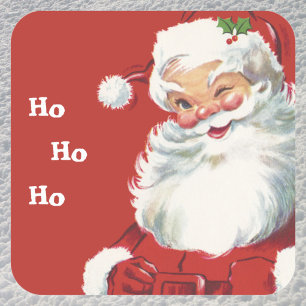Vintage Christmas, Jolly Santa Claus Winking Square Sticker