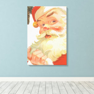 Vintage Christmas, Jolly Santa Claus with a Secret Canvas Print