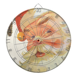 Vintage Christmas, Jolly Santa Claus with a Secret Dartboard