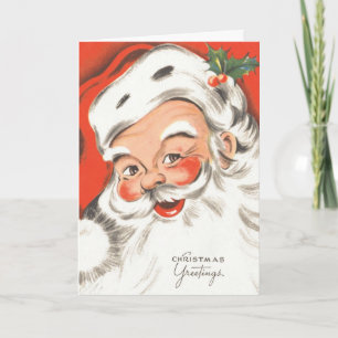 Vintage Christmas, Jolly Santa Claus with a Smile Holiday Card