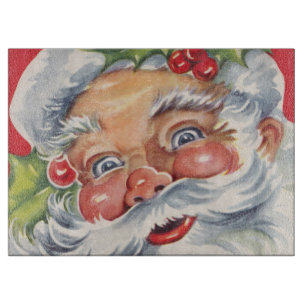 Vintage Christmas, Jolly Santa Claus with His Hat Cutting Board