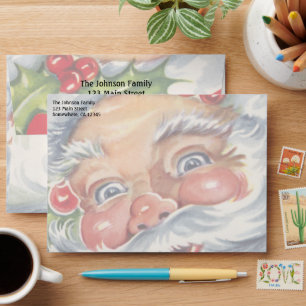 Vintage Christmas, Jolly Santa Claus with His Hat Envelope