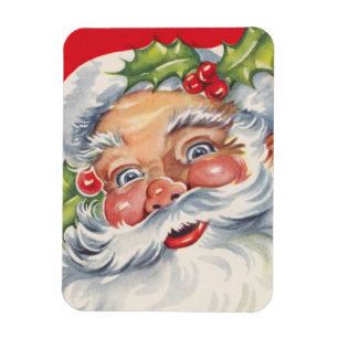 Vintage Christmas, Jolly Santa Claus with His Hat Magnet