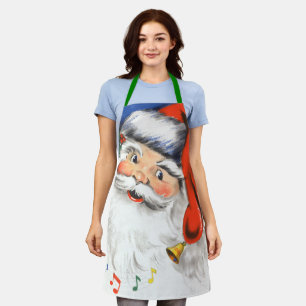 Vintage Christmas, Jolly Santa Claus with Music Apron