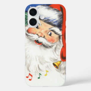 Vintage Christmas, Jolly Santa Claus with Music iPhone 16 Case