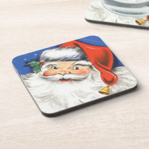 Vintage Christmas, Jolly Santa Claus with Music Coaster