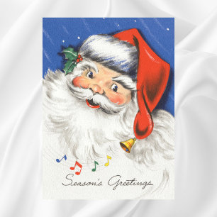 Vintage Christmas, Jolly Santa Claus with Music Poster