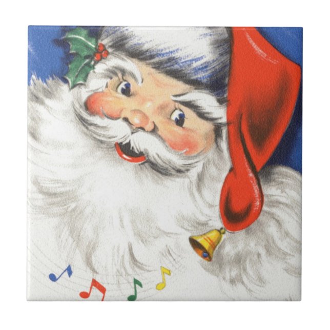 Vintage Christmas, Jolly Santa Claus with Music Tile (Front)