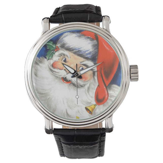 Vintage Christmas, Jolly Santa Claus with Music Watch (Front)
