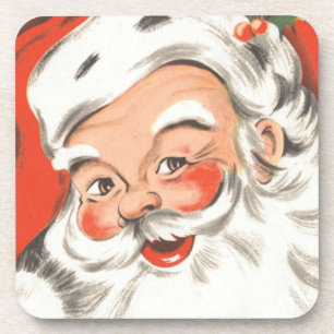 Vintage Christmas, Jolly Santa Claus with Smile Coaster
