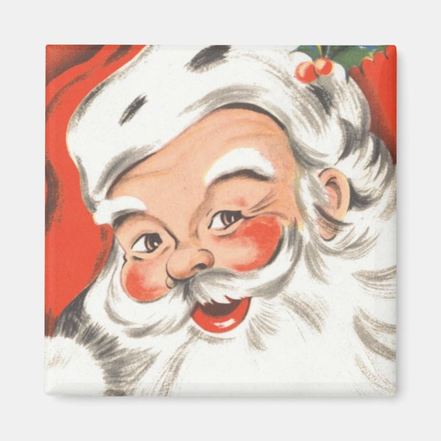 Vintage Christmas, Jolly Santa Claus with Smile Magnet (Front)