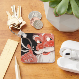 Vintage Christmas, Jolly Santa Claus with String Key Ring