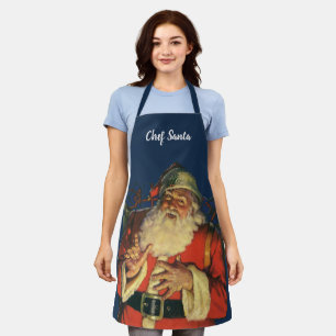 Vintage Christmas, Jolly Santa Claus with Toys Apron