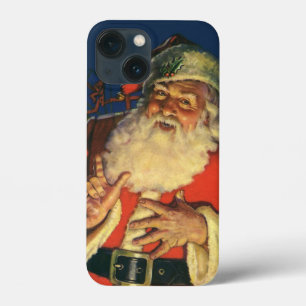 Vintage Christmas, Jolly Santa Claus with Toys iPhone 13 Mini Case