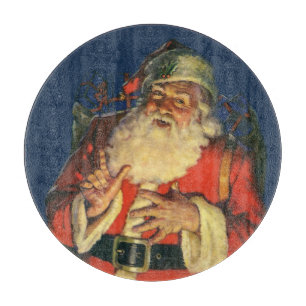 Vintage Christmas, Jolly Santa Claus with Toys Cutting Board