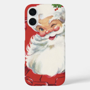 Vintage Christmas, Jolly Winking Santa Claus iPhone 16 Case