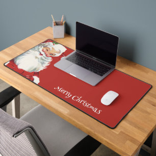 Vintage Christmas, Jolly Winking Santa Claus Desk Mat