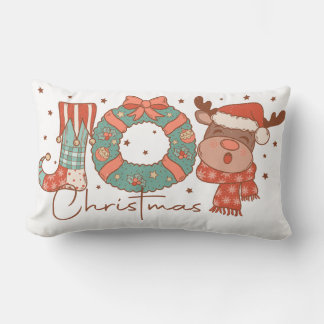 Vintage Christmas Joy Lumbar Cushion