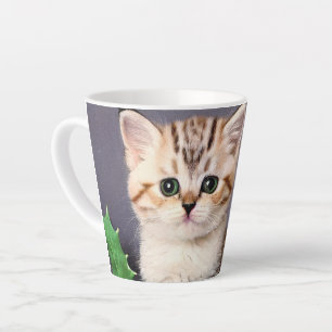 Vintage Christmas Kitten and Holly Latte Mug