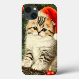Vintage Christmas Kitten iPhone 13 Case